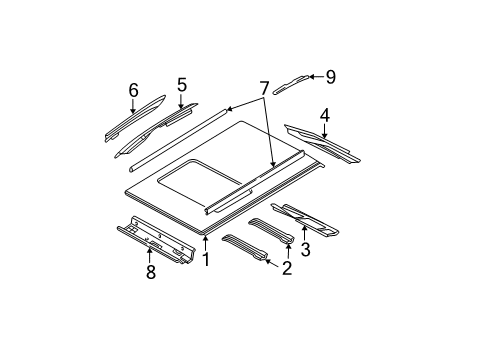 2007 Ford Focus Rail Assembly - Roof - Side Diagram for YS4Z-74513A09-BA