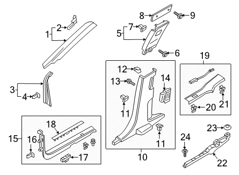 2020 Lincoln Continental Trim - "A" Pillar Diagram for GD9Z-5403599-BD