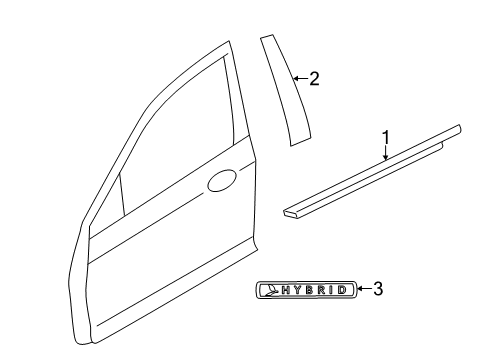 2011 Lincoln MKZ Exterior Trim - Front Door Diagram