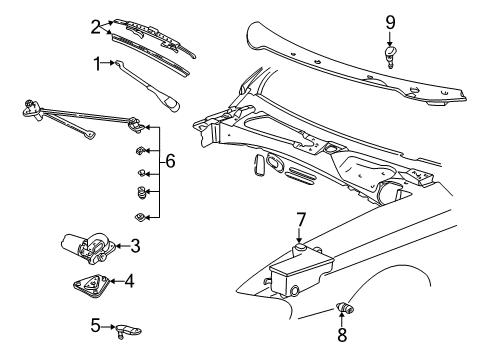 2000 Ford Mustang Wiper & Washer Components Diagram