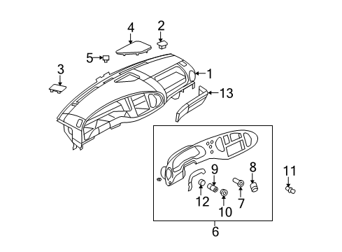 2008 Ford E-250 Instrument Panel Components Diagram