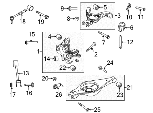 2013 Ford Flex Rear Suspension Components, Lower Control Arm, Upper Control Arm, Stabilizer Bar Diagram