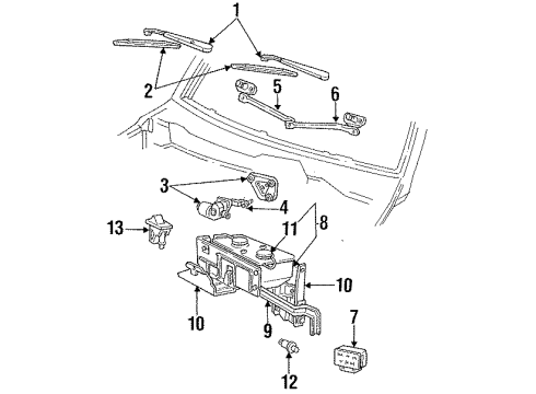 1994 Ford F-350 Wiper & Washer Components Diagram 3 - Thumbnail