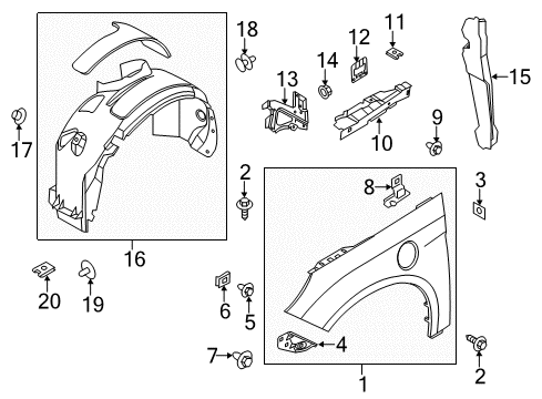 2014 Ford Focus Fender & Components Diagram