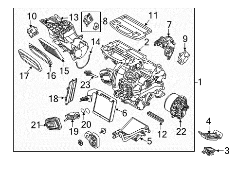 2013 Ford Fiesta A/C Evaporator & Heater Components Diagram