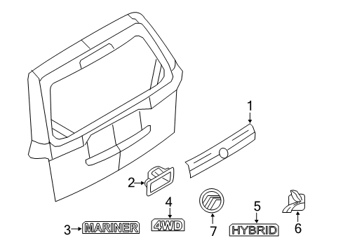 2009 Mercury Mariner Exterior Trim - Lift Gate Diagram 2 - Thumbnail