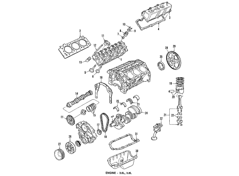 1990 Mercury Sable Engine & Trans Mounting Diagram