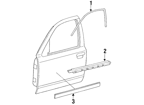 1992 Ford Crown Victoria Exterior Trim - Front Door Diagram