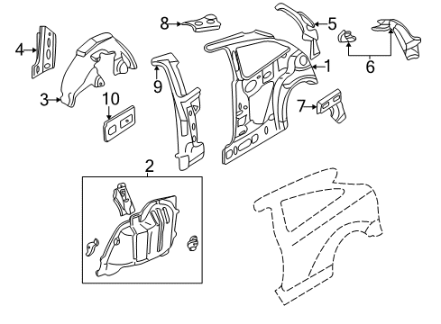 2006 Ford Focus Inner Structure - Quarter Panel Diagram