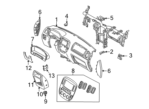 2003 Ford Escape Panel Assy - Instrument Trim Diagram for 2L8Z-7804302-NAA