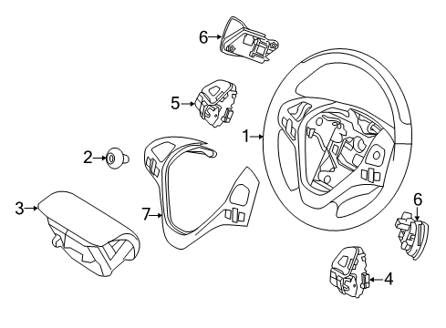 2012 Ford Edge Steering Wheel Assembly Diagram for BT4Z-3600-AB