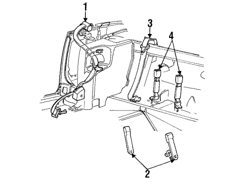 1998 Ford Mustang Seat Belt Assembly Diagram for F8ZZ-63611B68-AAA