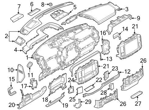 2024 Ford F-250 Super Duty Instrument Panel Components Diagram