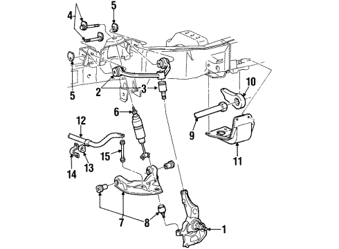 2000 Mercury Mountaineer Front Suspension Components, Stabilizer Bar & Components Diagram