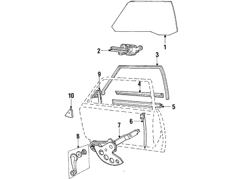 1984 Mercury Marquis Front Door - Glass & Hardware Diagram