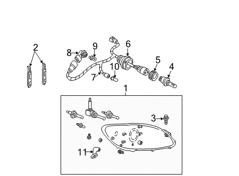 2001 Ford Taurus Headlamp Assembly Diagram for 1F1Z-13008-AB