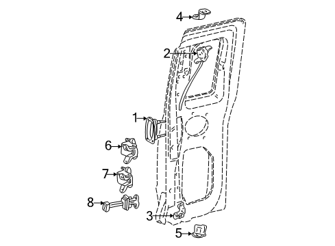 2008 Ford Ranger Rear Door - Lock & Hardware Diagram