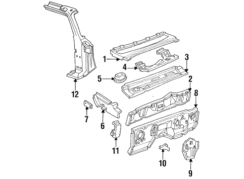 1995 Ford Ranger Pillar Front Body Diagram for F57Z1002501A