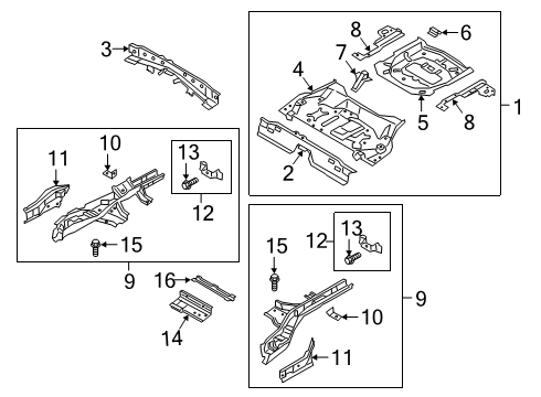 2022 Lincoln Corsair Rear Floor & Rails Diagram