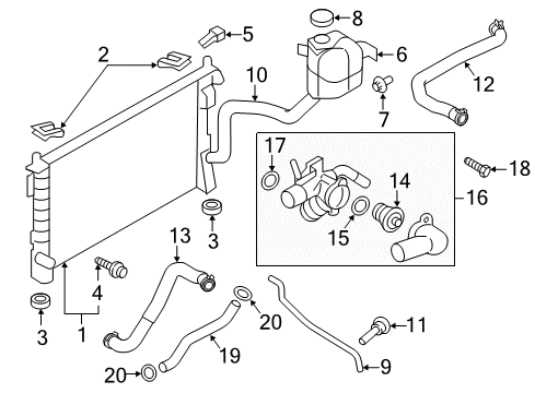 2011 Ford Edge Radiator & Components Diagram