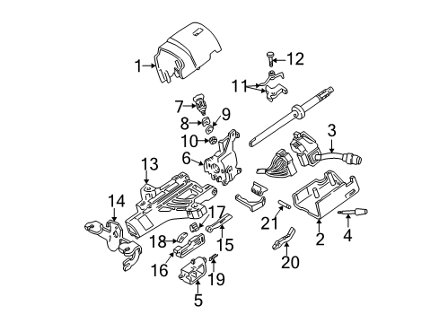 2002 Ford F-350 Super Duty Shroud Assembly - Steering Column Diagram for 2C3Z-3530-BAB