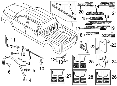 2019 Ford F-150 Decal - Name Plate Diagram for FL3Z-9925622-AA