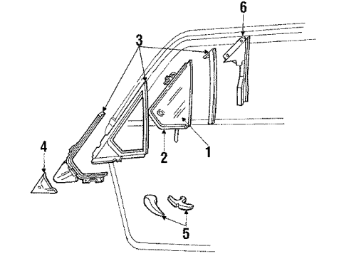 1987 Mercury Lynx Door Glass & Hardware Diagram