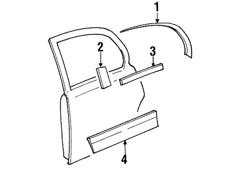 2001 Lincoln Town Car Exterior Trim - Rear Door Diagram