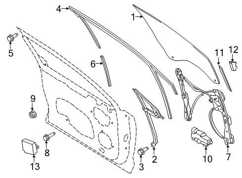 2019 Ford Fusion Glass And Channel Assembly Diagram for GS7Z-5421400-A