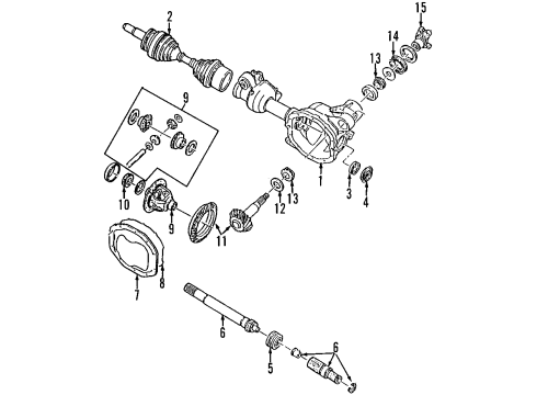 2002 Ford Explorer Front Axle, Differential, Drive Axles, Propeller Shaft Diagram