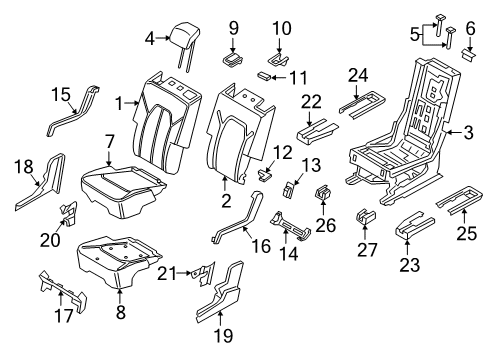 2020 Ford Expedition Head Rest Assembly Diagram for JL1Z-78611A08-BF