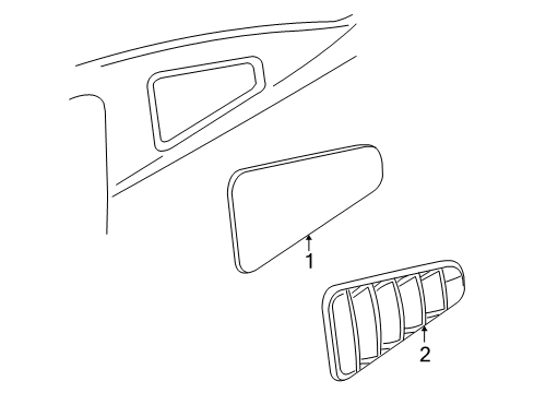 2014 Ford Mustang Quarter Panel - Glass & Hardware Diagram