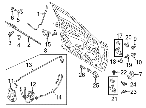 2018 Lincoln Continental Front Door - Lock & Hardware Diagram