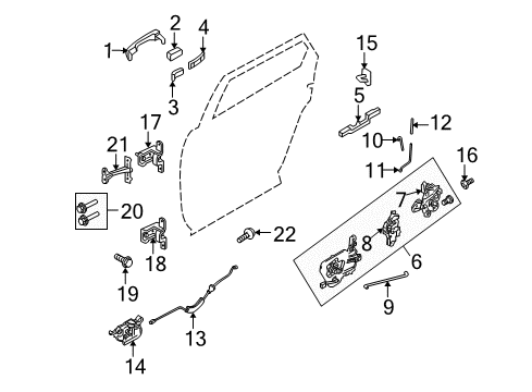 2008 Ford Taurus X Rear Door - Lock & Hardware Diagram