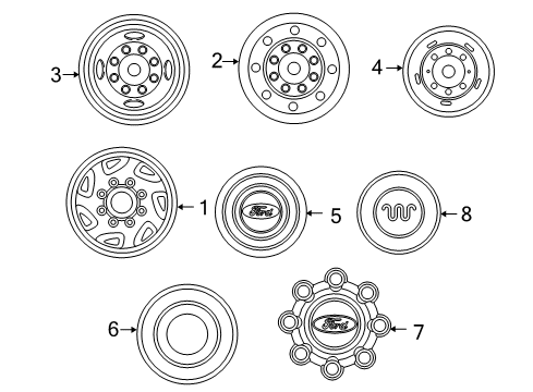 2006 Ford F-250 Super Duty Wheel Covers & Trim Diagram