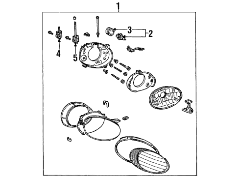 1996 Ford Taurus Headlamp Assembly Diagram for F6DZ-13008-A