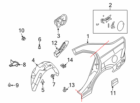 2010 Mercury Milan Quarter Panel & Components Diagram