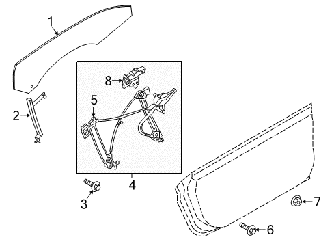 2023 Ford Mustang Glass - Door Diagram