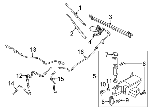 2017 Ford F-250 Super Duty Wiper & Washer Components Diagram