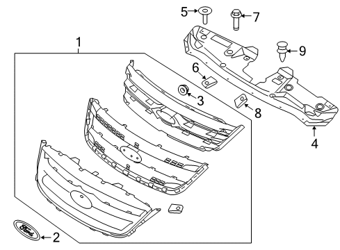 2018 Ford Taurus Grille Assembly - Radiator Diagram for DG1Z-8200-DC