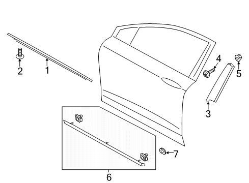 2019 Lincoln MKZ Moulding - Door Outside Diagram for DP5Z-5420879-AA