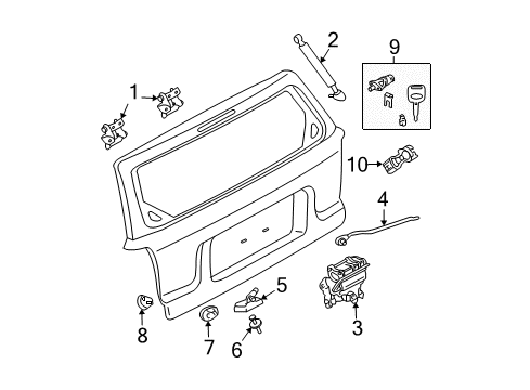 2007 Mercury Mariner Lift Gate - Lock & Hardware Diagram 2 - Thumbnail