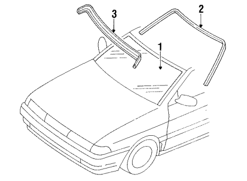 1992 Ford Escort Windshield Glass Diagram for FOCZ-5803100-A