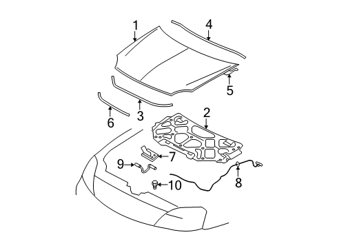 2007 Ford Five Hundred Hood & Components Diagram