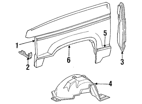 1993 Ford Explorer FENDER ASY - FRONT Diagram for F3TZ16006A