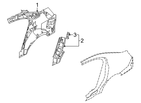 2011 Lincoln MKS Inner Structure - Quarter Panel Diagram