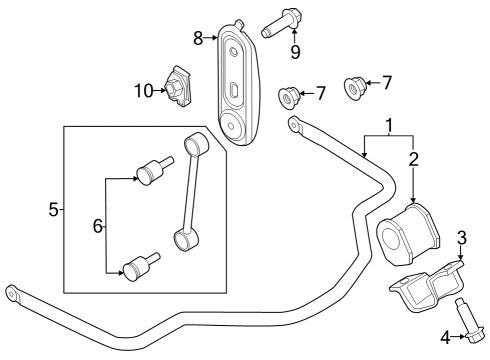 2023 Ford F-350 Super Duty Stabilizer Bar & Components - Rear Diagram