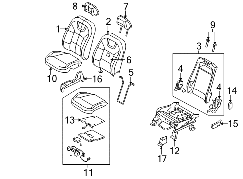 2011 Ford Focus Passenger Seat Components Diagram