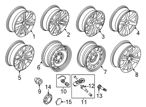 2021 Ford F-150 Locks - Zinc Plated For Hidden Lugs Diagram for FL1Z-1A043-A