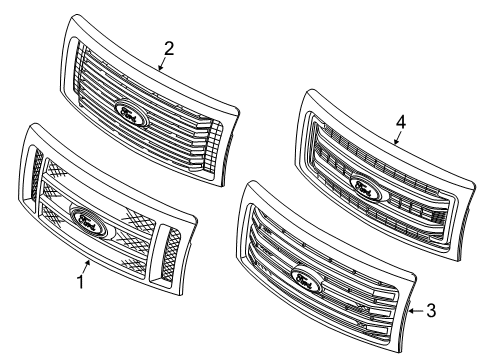 2012 Ford F-150 Grille & Components Diagram